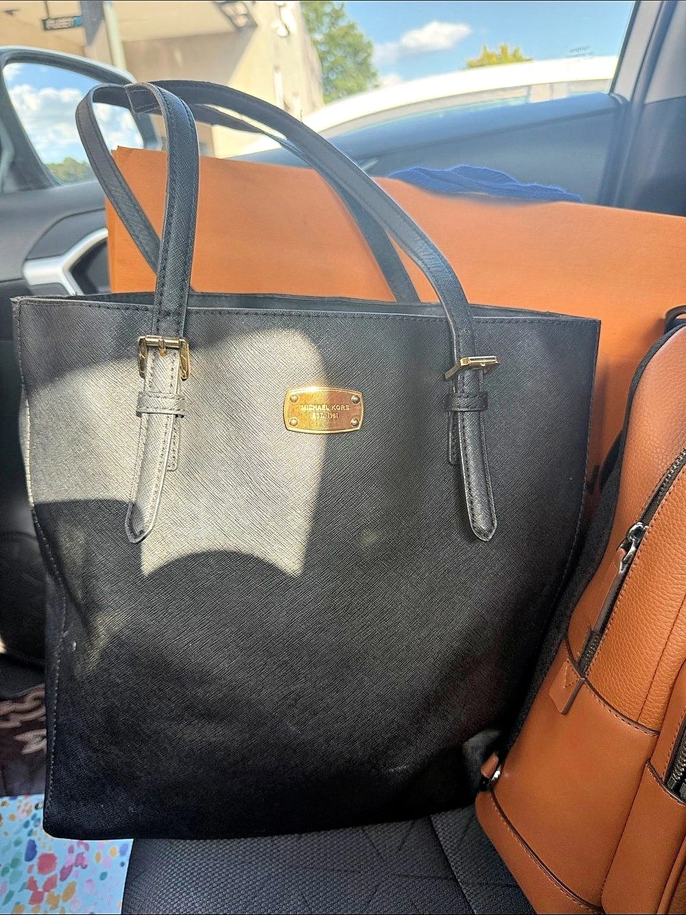 Michael Kors Jet Set Travel Large Saffiano Leather Tote Bag Tote Black